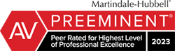 Martindale-Hubbell | AV Preeminent | Peer Rated For Highest level Of Professional Excellence 2023