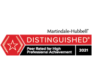 Martindale-Hubbell | Distinguished | Peer Rated For High Professional Achievement | 2021