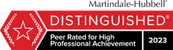 Martindale-Hubbell | Distinguished | Peer Rated For High Professional Achievement | 2023