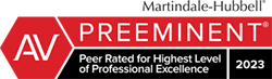 Martindale-Hubbell | AV Preeminent | Peer Rated For Highest level Of Professional Excellence 2023